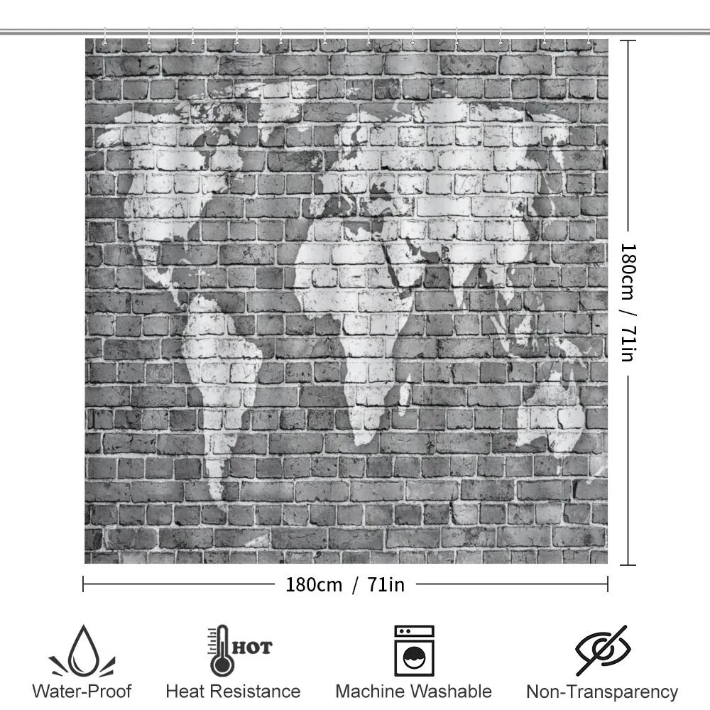 World Map on Old Brick — Detail 2