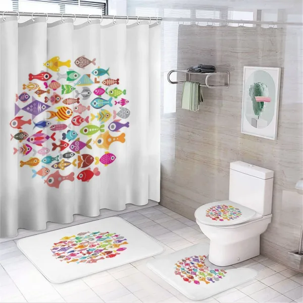 Aquarium Round Colorful Design on a shower curtain