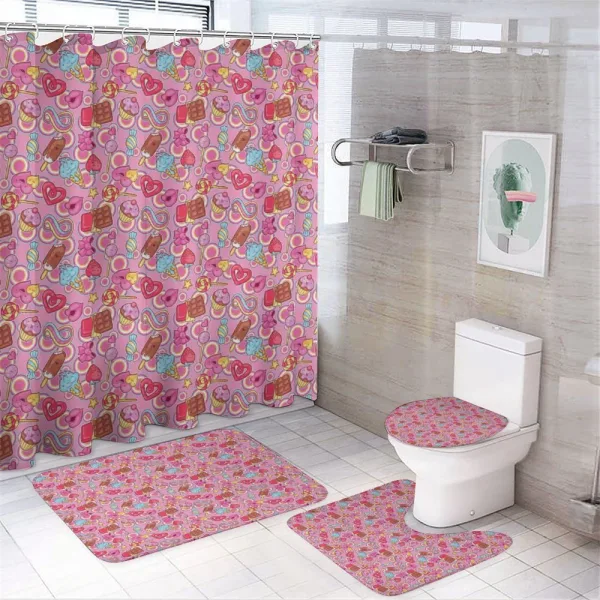 Cartoon Style Colorful Design on a shower curtain