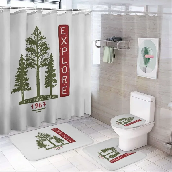 Coniferous Tree Sketch on a shower curtain