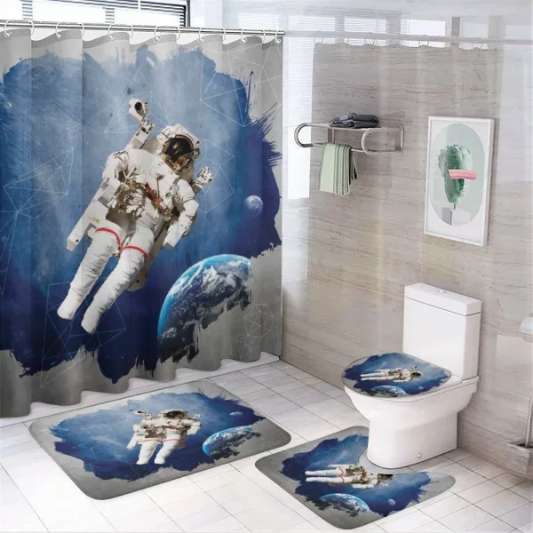 Digital Planet Earth on a shower curtain