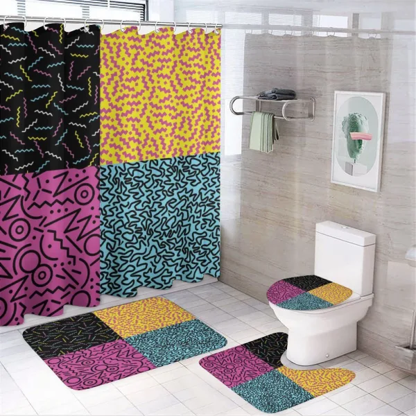 Eighties Funky Pop Doodle on a shower curtain