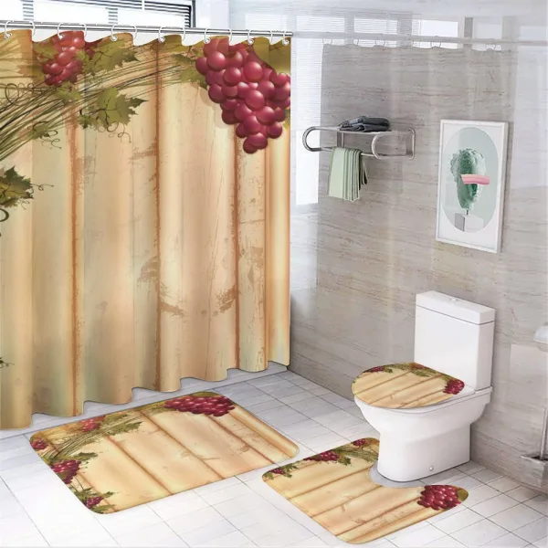 Grapes Wooden Illustration on a shower curtain