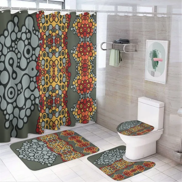 Grey Rounds in Border on a shower curtain