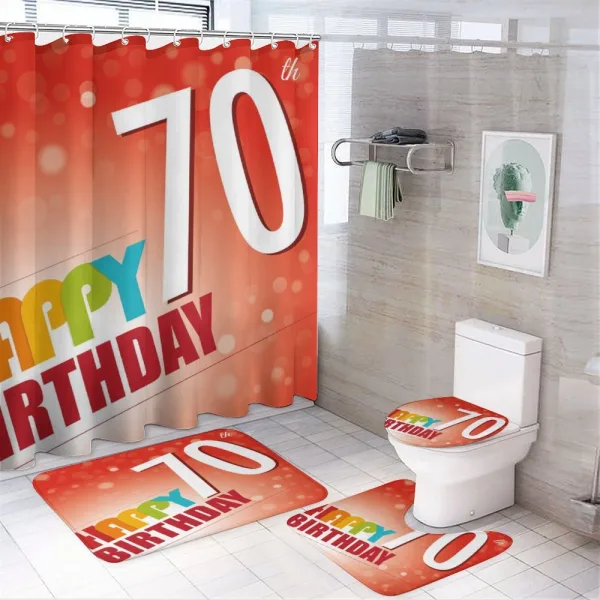 Happy Birthday Slogan on a shower curtain