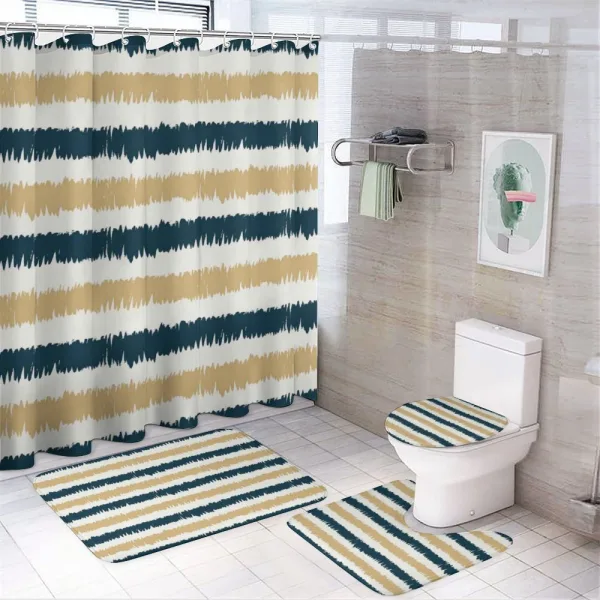 Navy Blue Beige Brush on a shower curtain