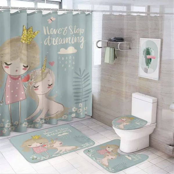 Princess Girl Unicorn on a shower curtain