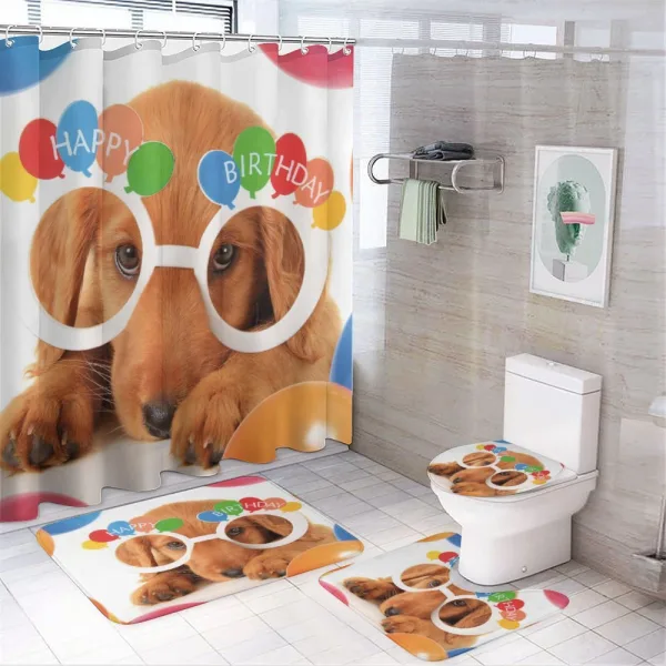 Puppy Dog Birthday on a shower curtain