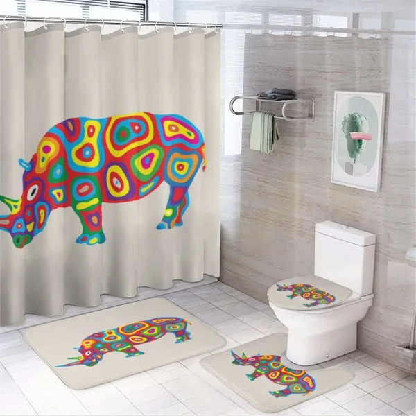 Rainbow Colored Motifs Animal on a shower curtain