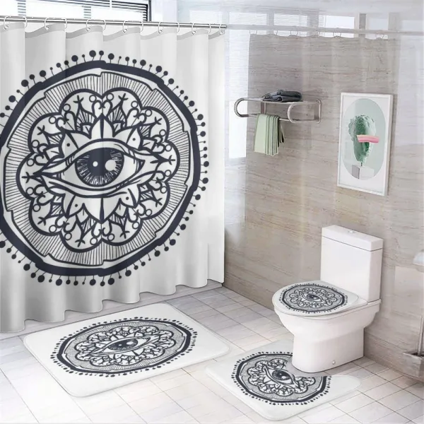 Retro All Seeing Eye Art on a shower curtain