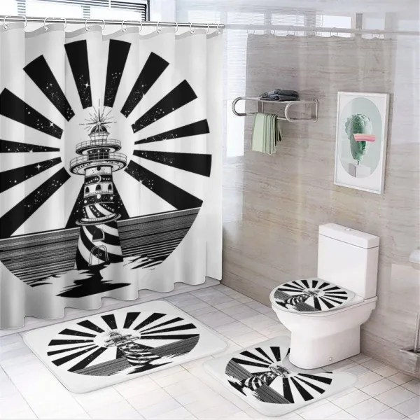 Retro Lighthouse on a shower curtain