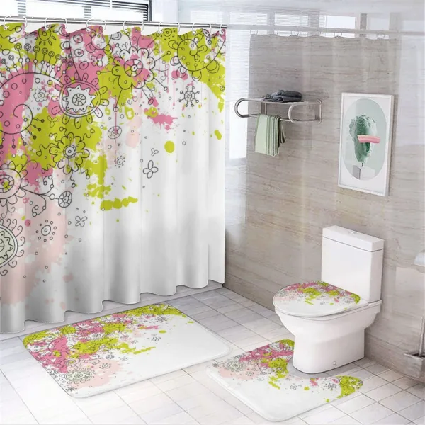 Sketchy Floral Details on a shower curtain