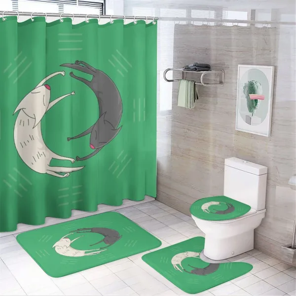 Sleeping Cats Trigrams on a shower curtain