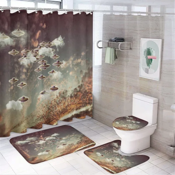 UFOs in Cloudy Sky on a shower curtain