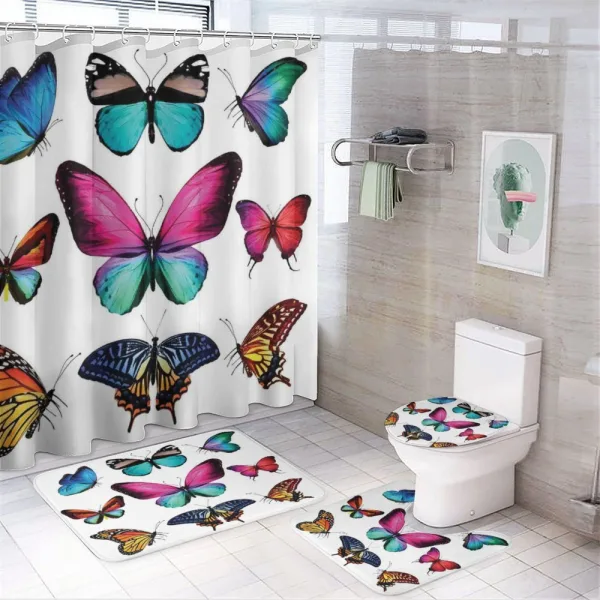 Vibrant Butterflies Set on a shower curtain