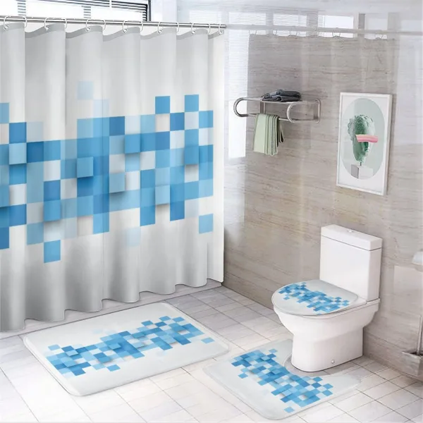 3D Mosaic Geometric on a shower curtain