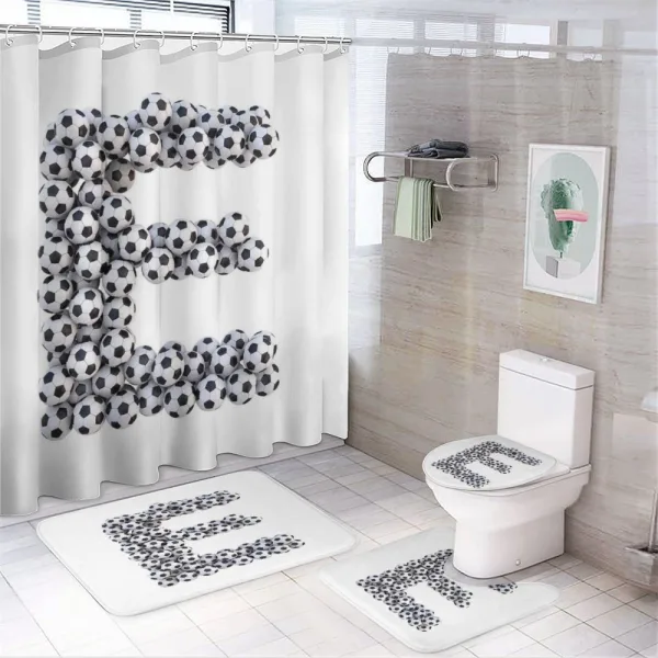 Balls Hexagon Motifs on a shower curtain