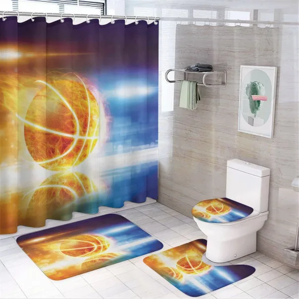 Burning Basketball Art on a shower curtain
