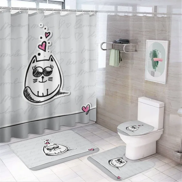 Cat with Hearts on a shower curtain
