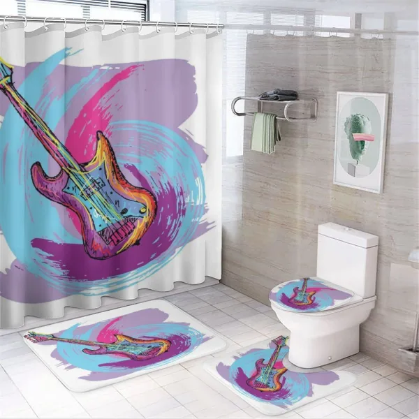 Guitar Instrument on a shower curtain