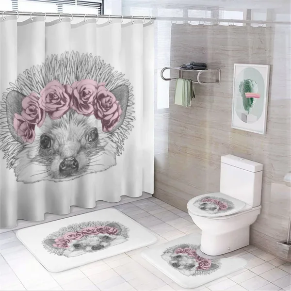 Hand Drawn Romantic Wreath on a shower curtain