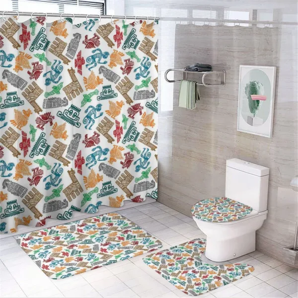 Mayan and Aztec on a shower curtain