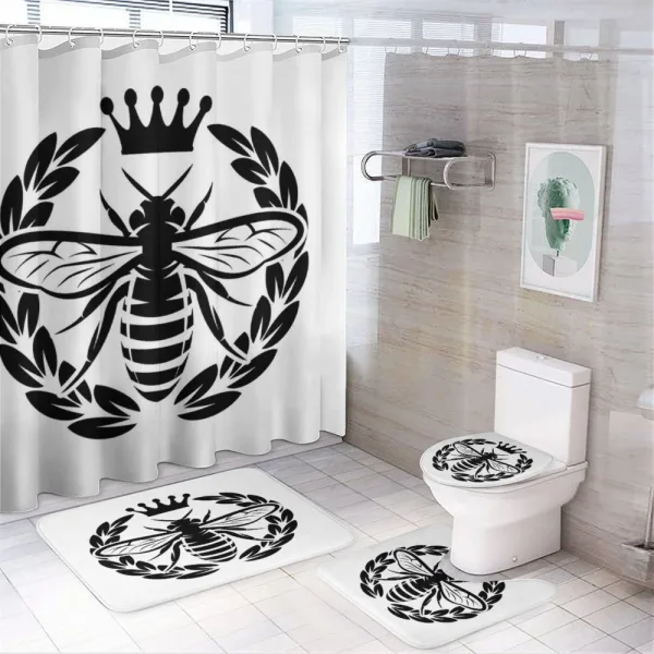 Monochrome Wreath on a shower curtain