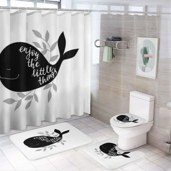 Ocean Whale Silhouette on a shower curtain