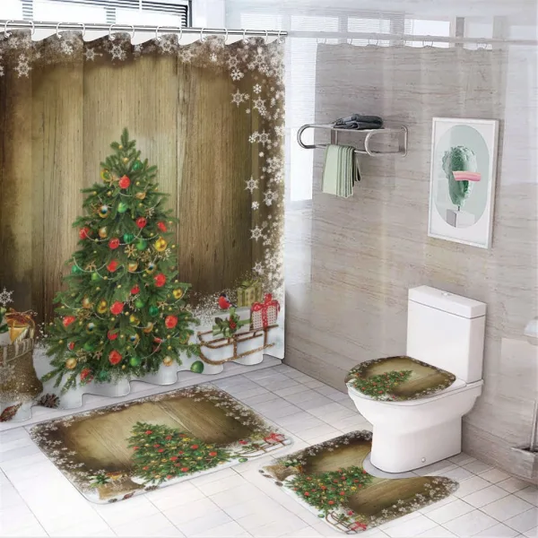 Pine Tree Presents on a shower curtain