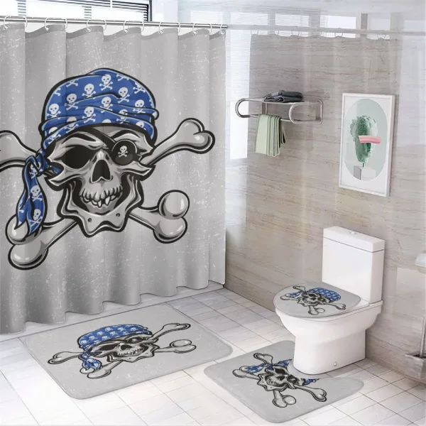Pirate Evil Head Bones on a shower curtain