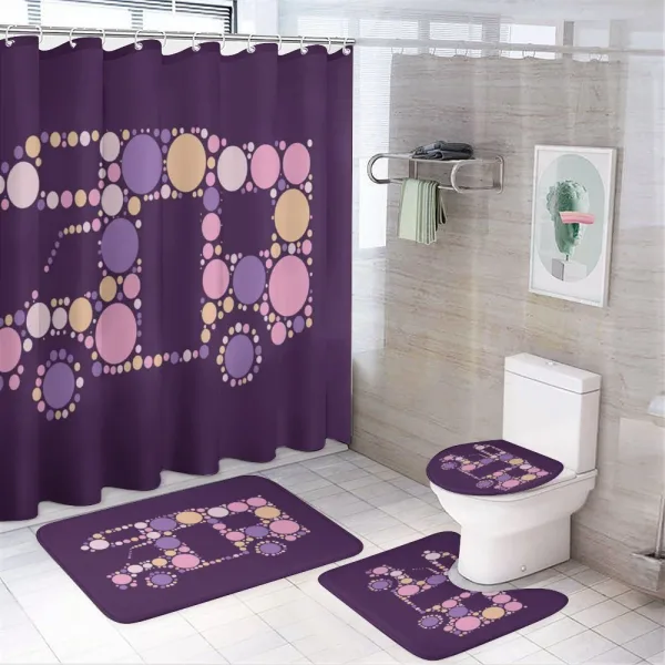 Pointillism Artwork Retro Van on a shower curtain