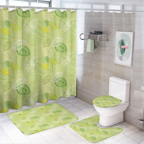 Repeated Leaf Design Art on a shower curtain