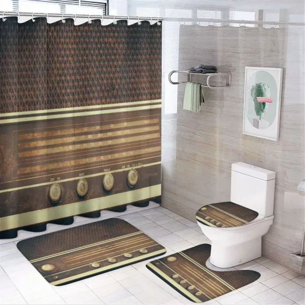 Retro 60s Music Style on a shower curtain