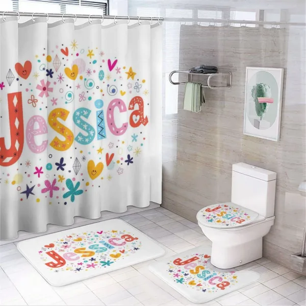 Retro Colorful Motifs on a shower curtain