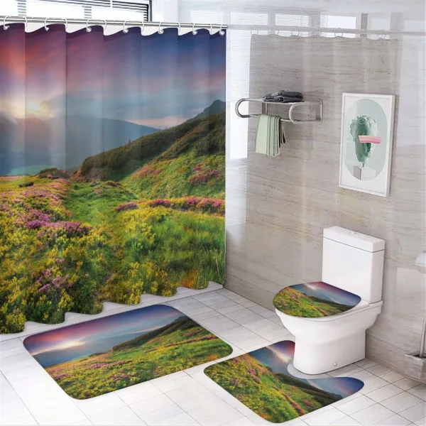 Summer Scene Flowers on a shower curtain