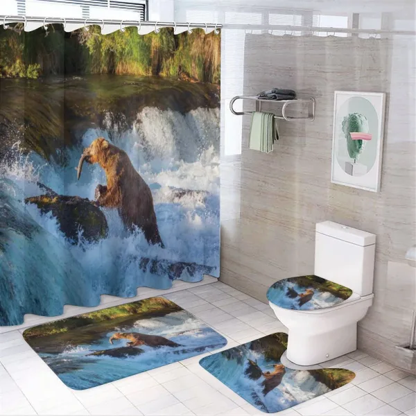 Alaska Waterfall Wildlfie on a shower curtain