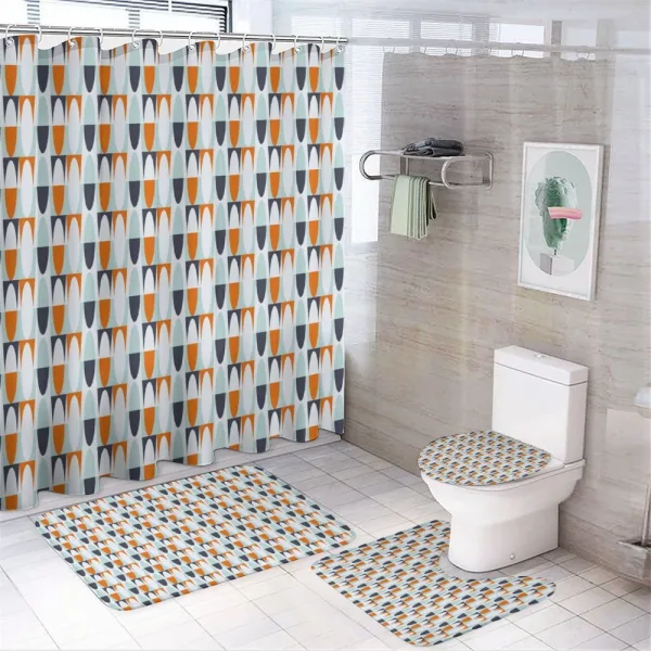 Bicolour Round Long Shapes on a shower curtain