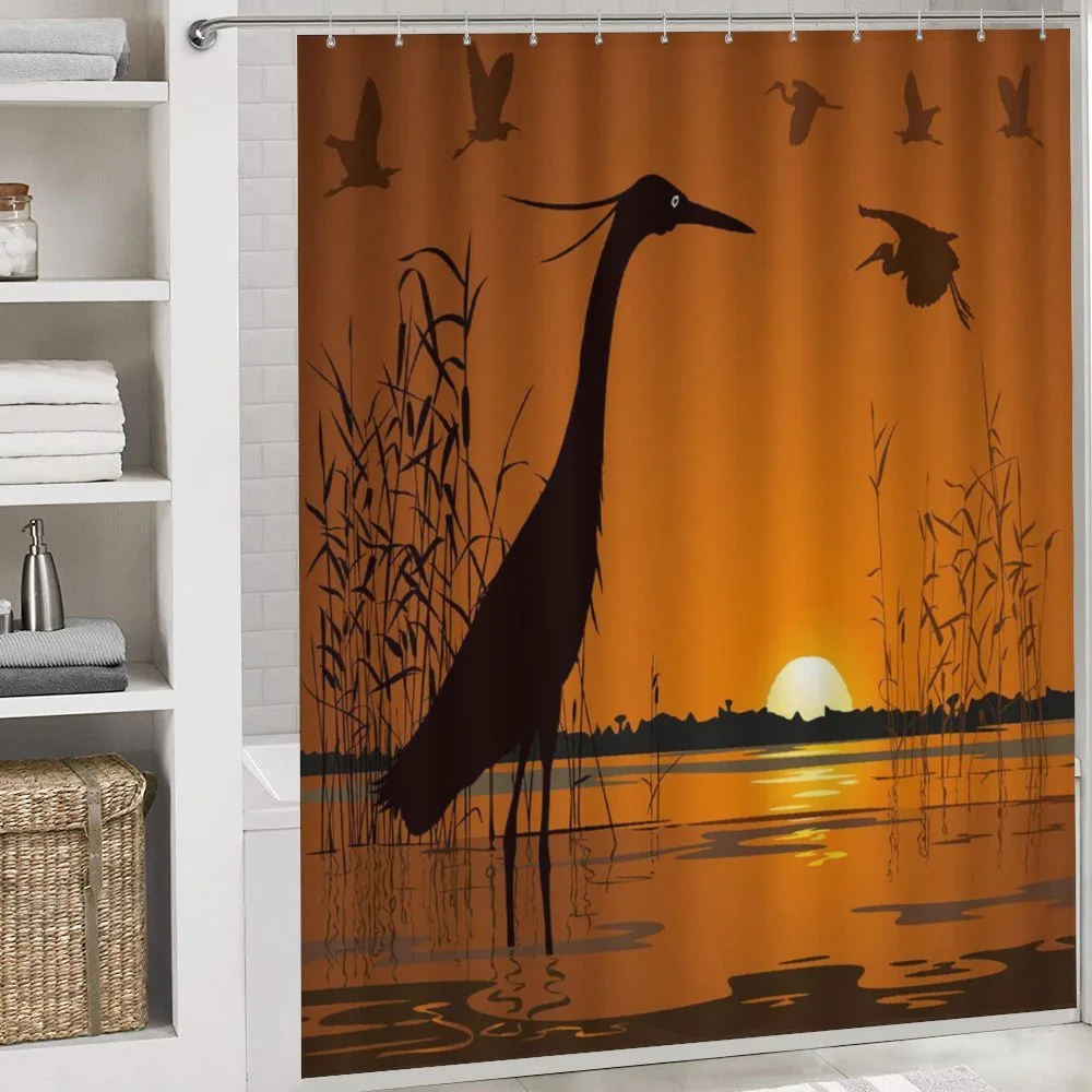 Bird Silhouettes Swamp Sunset — Detail 4