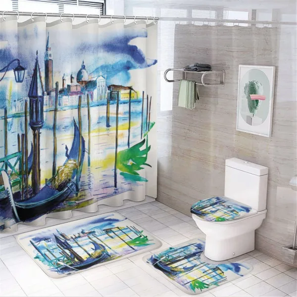 Boat in Venice Italy on a shower curtain