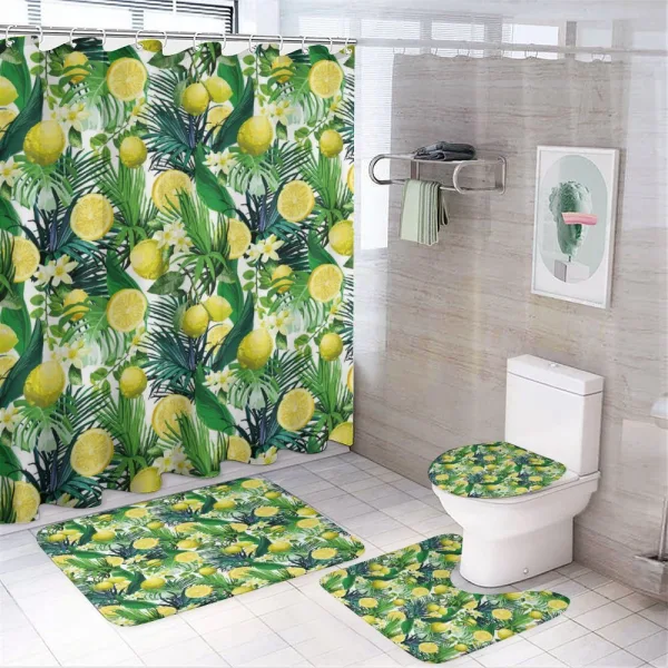 Exotic Plants Green Leaf on a shower curtain