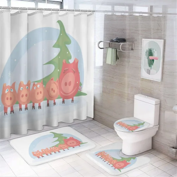 Family Under a Christmas Tree on a shower curtain