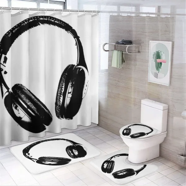 Grunge Headphones Fun on a shower curtain