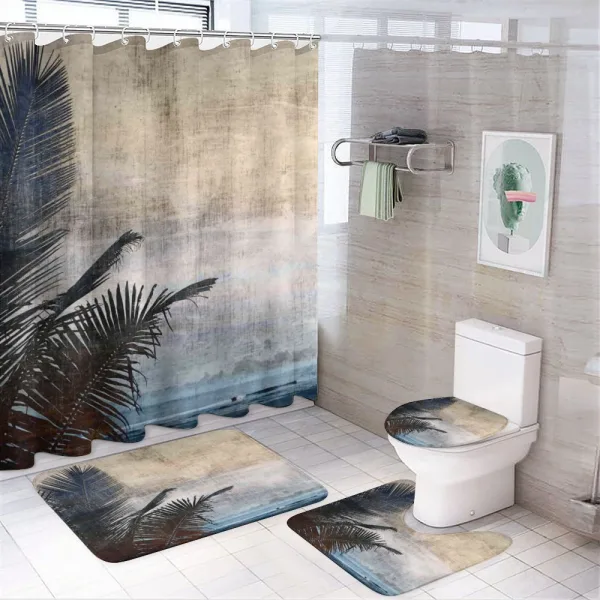 Grunge Palm Trees Art on a shower curtain