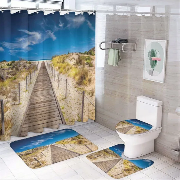 Idyllic Tranquil Shore on a shower curtain
