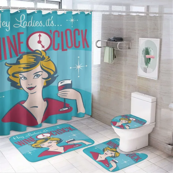 Ladies It's Wine O'clock on a shower curtain