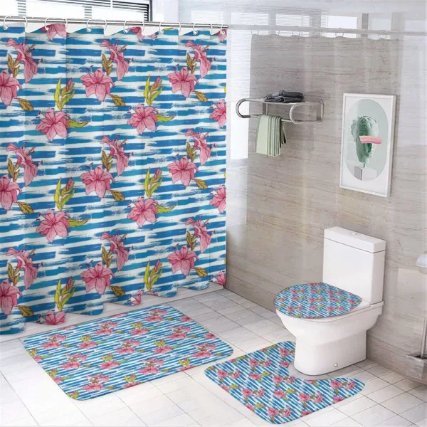 Lilies Striped Grunge on a shower curtain