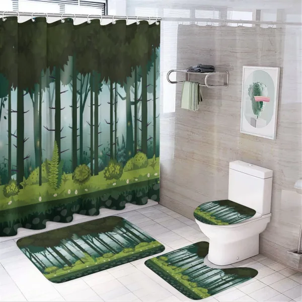 Mystic Forest Trees Twilight on a shower curtain