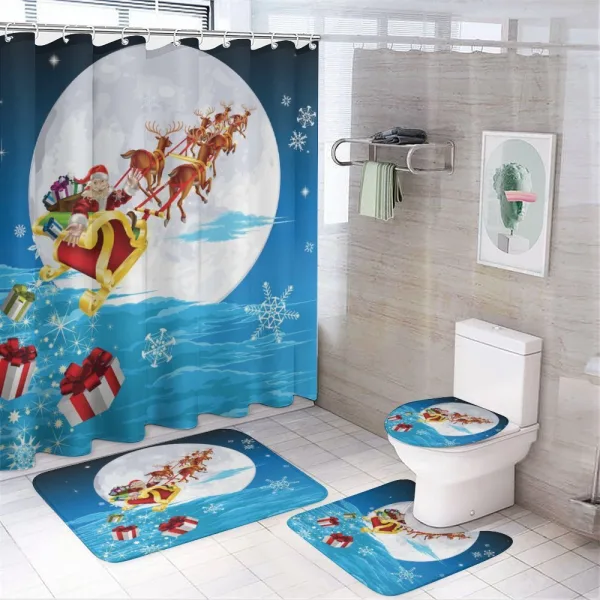 Santa Deer and Gifts on a shower curtain