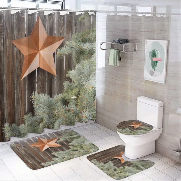 Star on Wood on a shower curtain