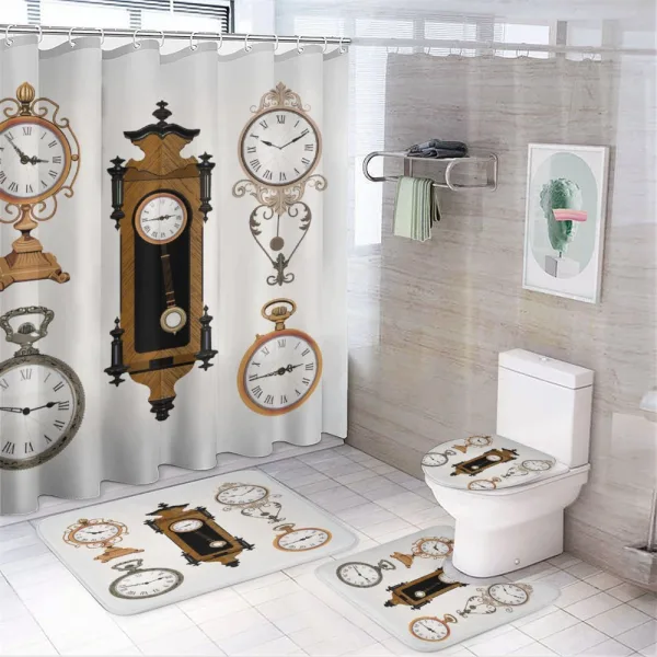 Antique Clocks Pattern on a shower curtain
